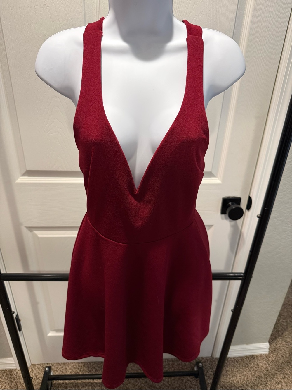 Charlotte Russe Deep V Burgundy Mini Dress